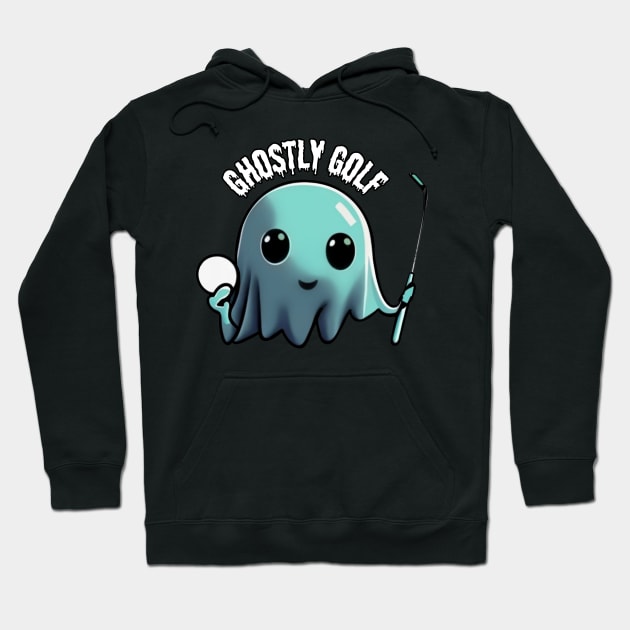 Cute ghost playing golf: The Hauntingly Skilled Ghost Golfer, Halloween Hoodie by Project Charlie